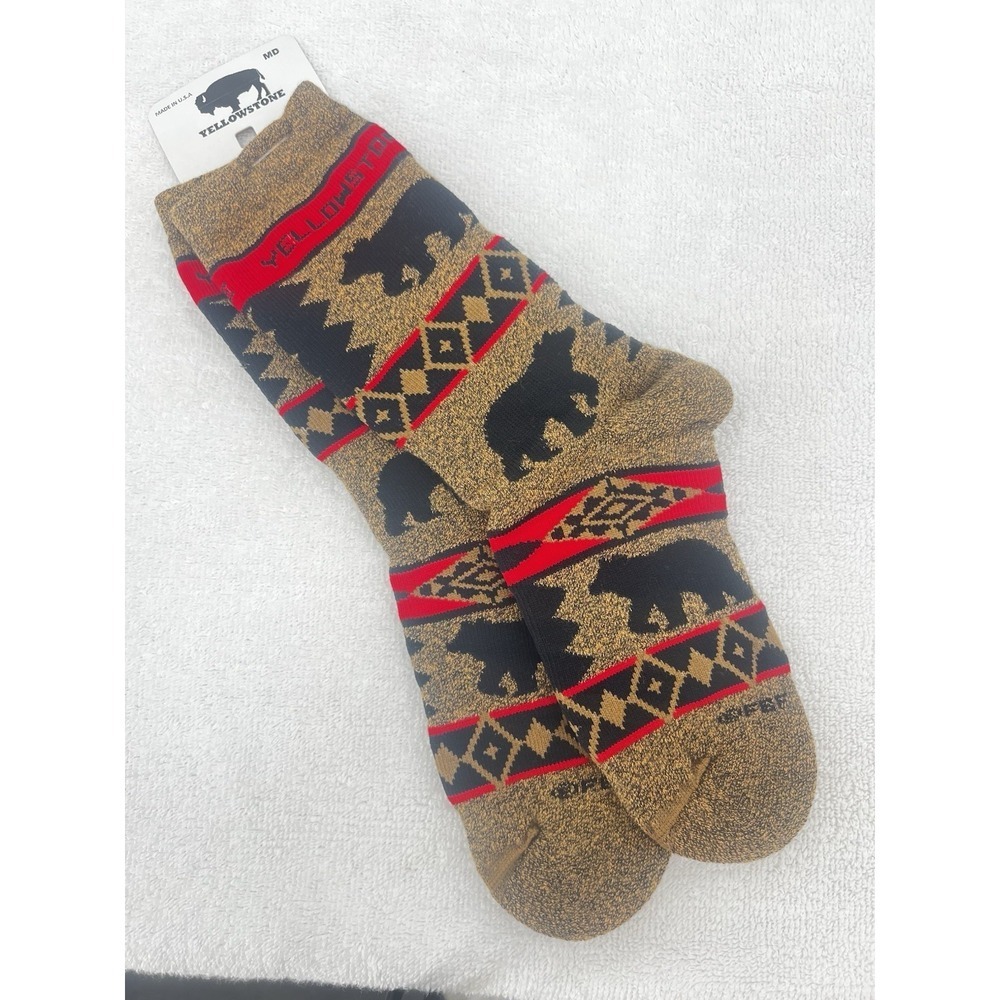 Youth Medium Yellowstone Brown Black Bear Socks Thick Warm Cozy